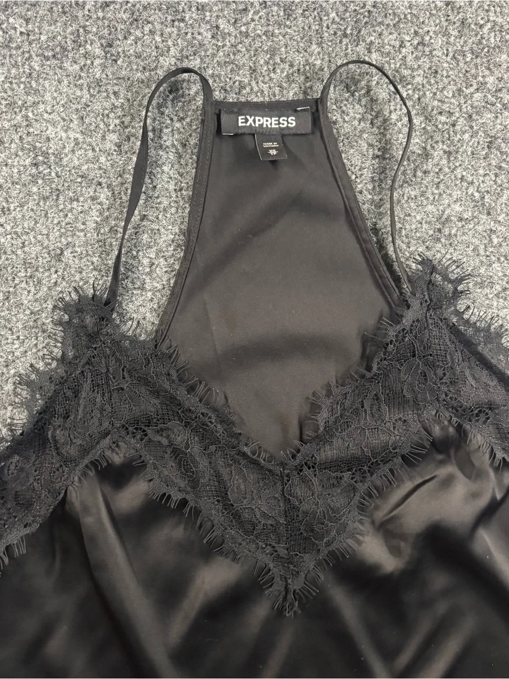 Express Black Satin Lace-Trim Camisole